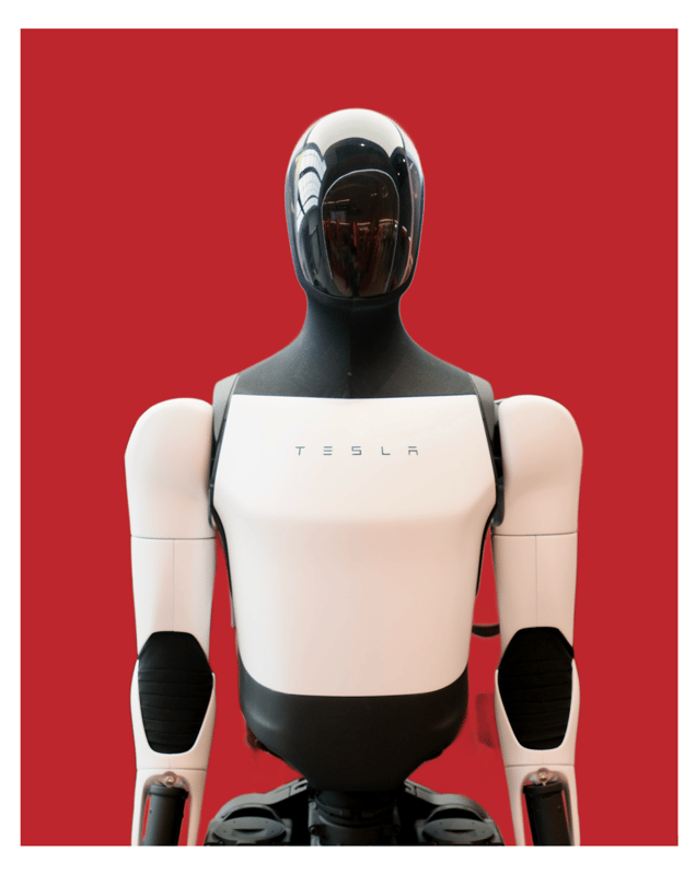 Tesla title image of robot from Margins book page 43